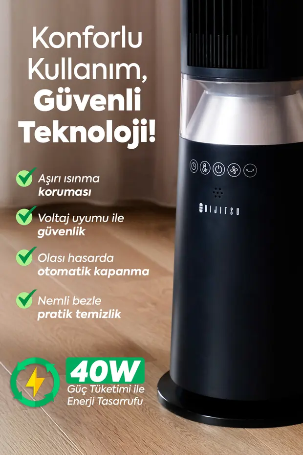  VN60 40W Kule Tipi Vantilatör Uzaktan Kumandalı 5 Hız Kademeli Sessiz Bebek Uyku Modlu Sağa Sola Salınımlı
